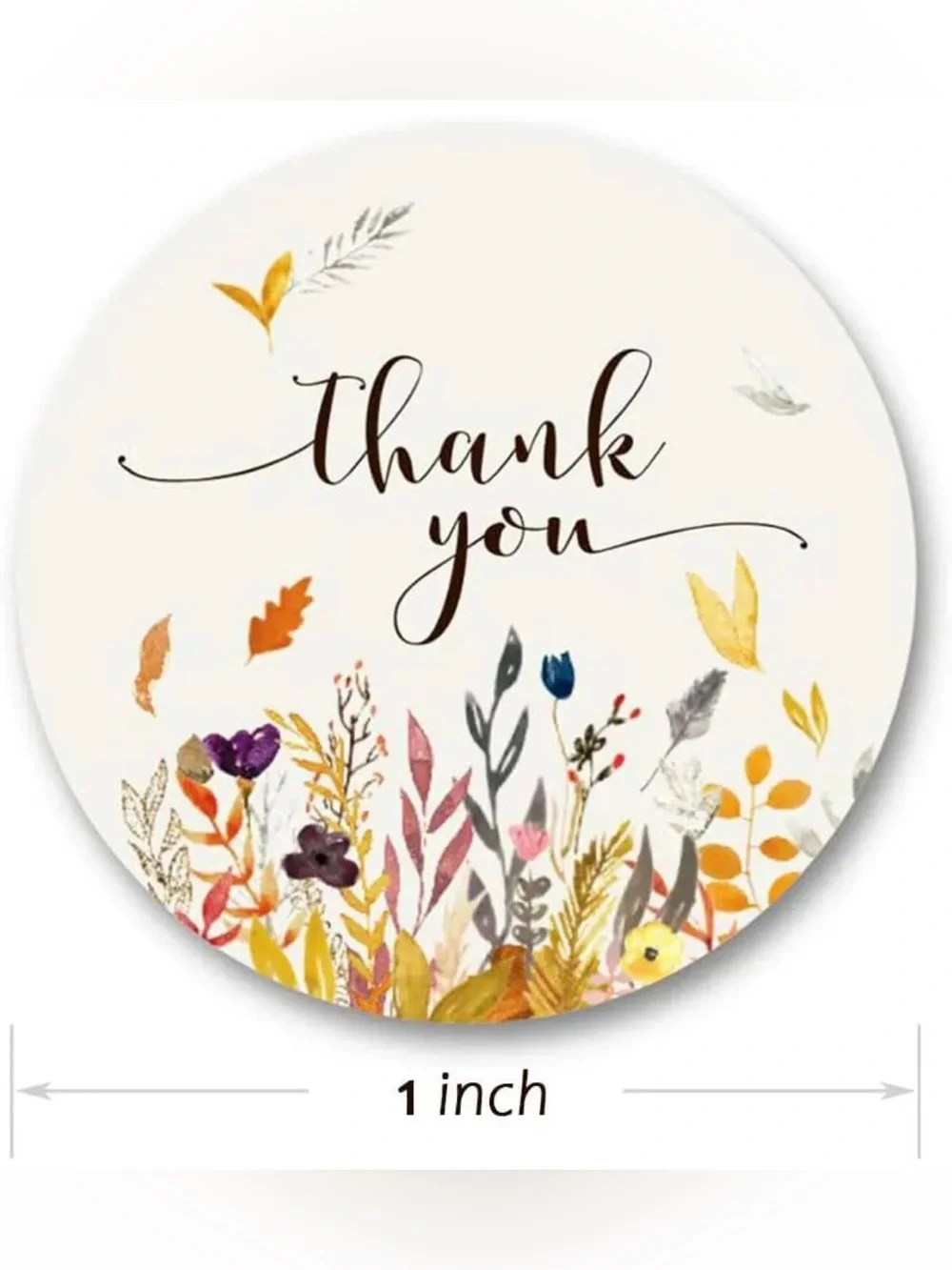 💜 NWT Floral & Leaf Circle Thank You Stickers - Y (500 Stickers)